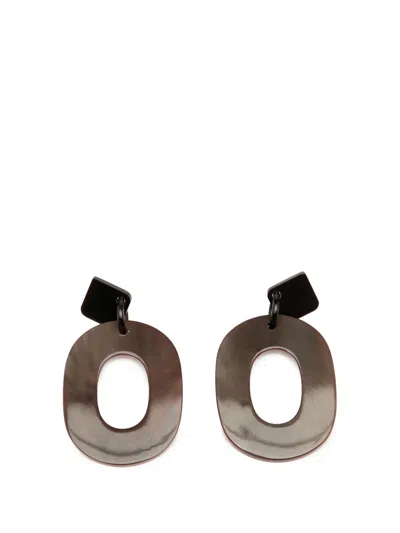 Pre-owned Hermes 2000-2025 Lacquered Horn Isthme Push Back Earrings Costume Earrings In Red