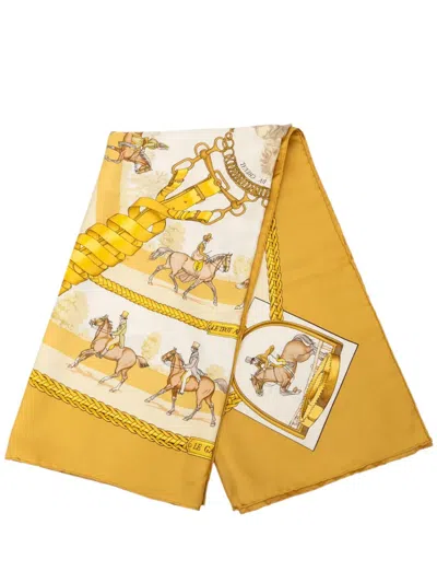 Pre-owned Hermes 2000-2025 Les Allures Du Cheval Silk Scarf Scarves In Brown