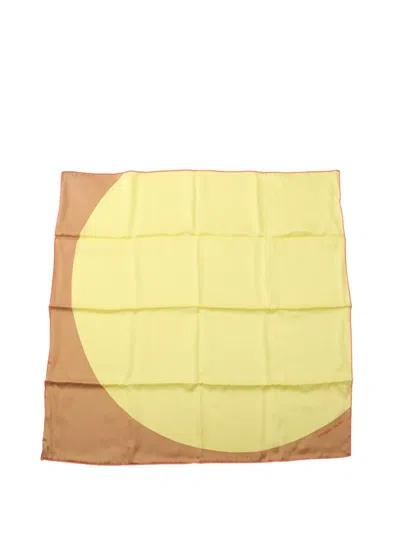 Pre-owned Hermes 2000-2025 Mega Pois Silk Scarf Scarves In Brown