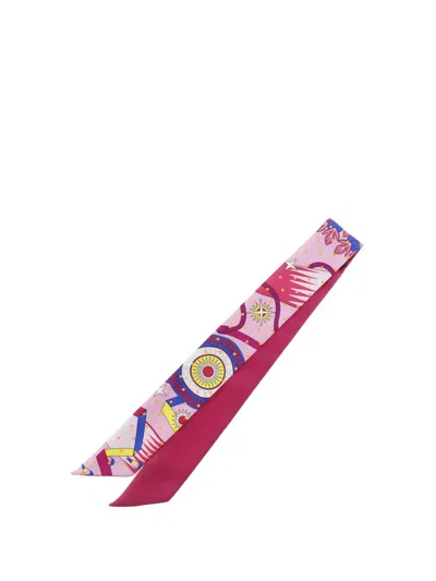 Pre-owned Hermes 2000-2025 Plumetis Silk Twilly Scarf Scarves In Pink