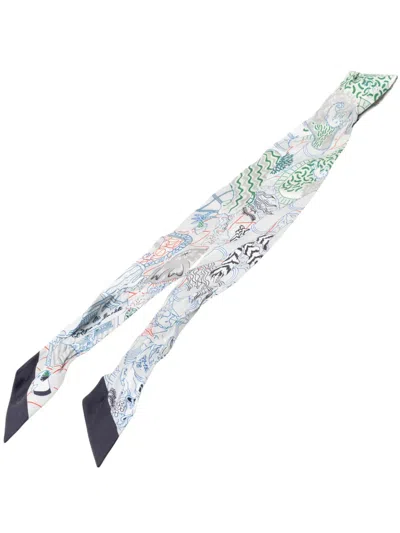 Pre-owned Hermes 2000-2026 Splash Park Silk Twilly Scarf Scarves In Gray