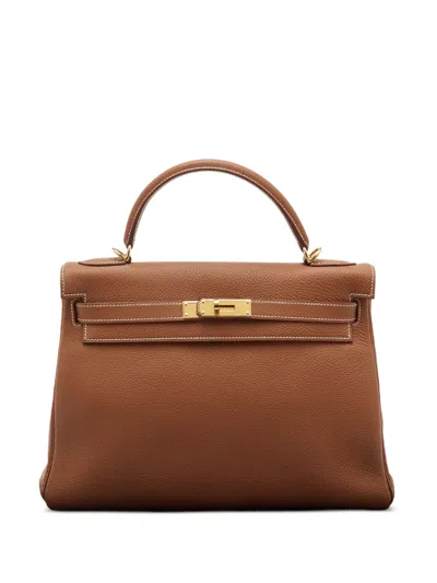 Pre-owned Hermes 2000 32 Kelly Retourne Handbag In Brown