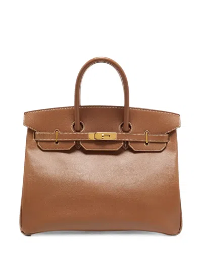 Pre-owned Hermes 2000 35 Birkin Courchevel Tote Bag In Brown
