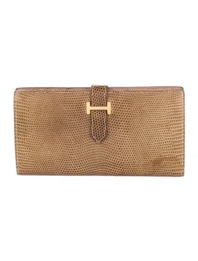 Pre-owned Hermes 2000 Bearn Classic Wallet In Brown
