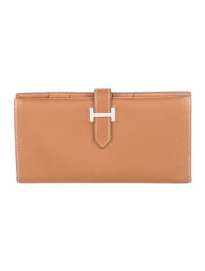 Pre-owned Hermes 2000 Bearn Classic Wallet In Brown
