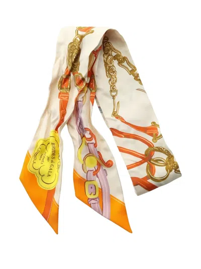 Pre-owned Hermes 2000 Brides De Gala Twilly Scarf In Neutral