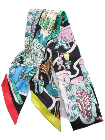 Pre-owned Hermes 2000 Exposition Universelle Scarf In Black
