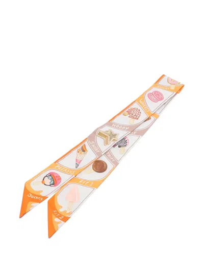Pre-owned Hermes 2000 Funny Ice Cream Ribbon Scarf In Neutral