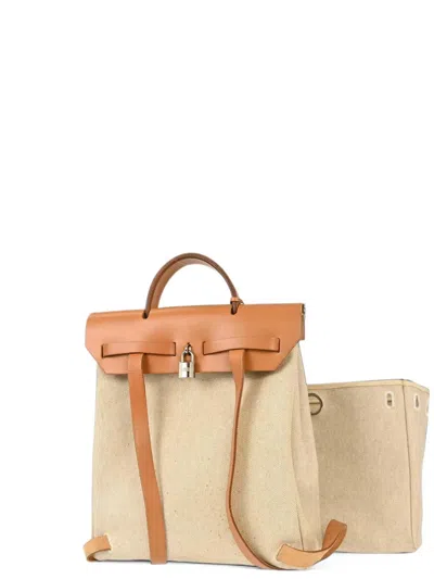 Pre-owned Hermes 2000 Herbag A Dos Backpack In Neutrals