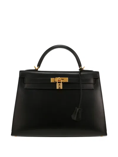 Pre-owned Hermes 2000 Kelly 32 Leather Tote Bag In Black