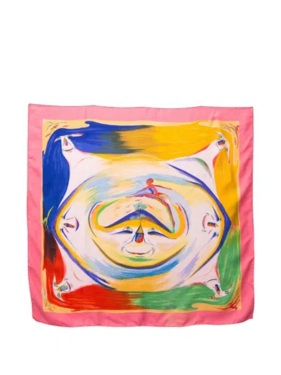 Pre-owned Hermes 2000 Smiles In Third Millenary Silk Scarf In Pink
