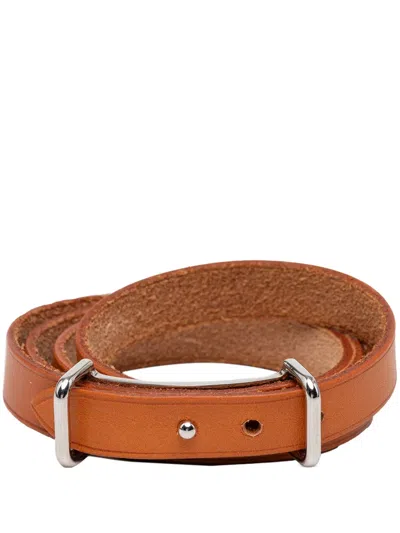 Pre-owned Hermes 2000 Swift Api Ii Triple Tour Wrap Bracelet Costume Bracelet In Brown