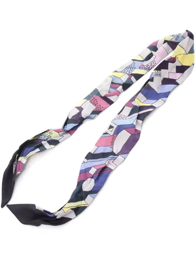 Pre-owned Hermes 2000 Twilly On A Summer Day Ribbon Scarf In Black
