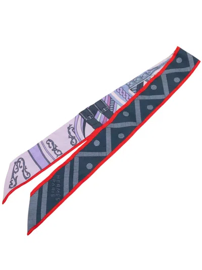 Pre-owned Hermes 2000-2010 Balade En Berline Silk Twilly Scarf Scarves In Purple