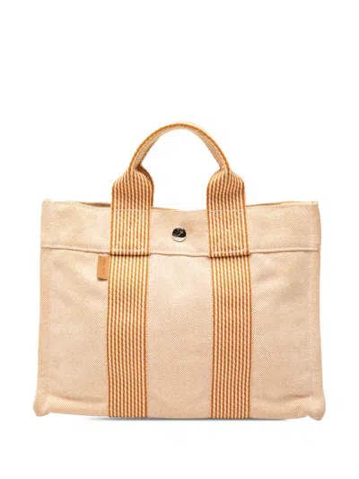Pre-owned Hermes 2000-2010 Canvas Fourre Tout Pm Tote Bag In Brown