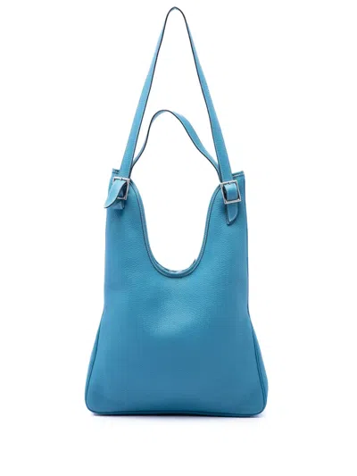 Pre-owned Hermes 2000-2010 Clemence Massai Pm Satchel In Blue