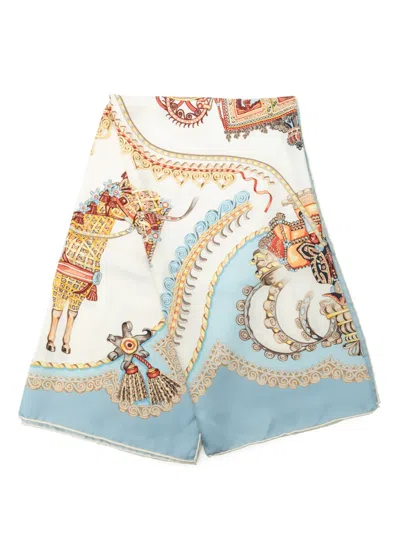 Pre-owned Hermes 2000-2010 Paperoles Silk Scarf 90 Scarves In White