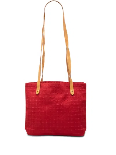 Pre-owned Hermes 2000-2010 Toile Ahmedabad Tote Bag In Red