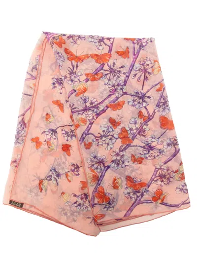 Pre-owned Hermes 2000-2010 Vol Amoureux Des Azures Mousseline Silk Scarf 90 Scarves In Pink