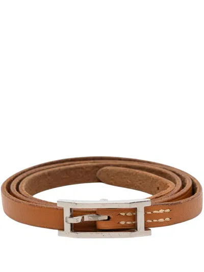 Pre-owned Hermes 2000-2014 Swift Behapi Triple Tour Bracelet Costume Bracelet In Brown