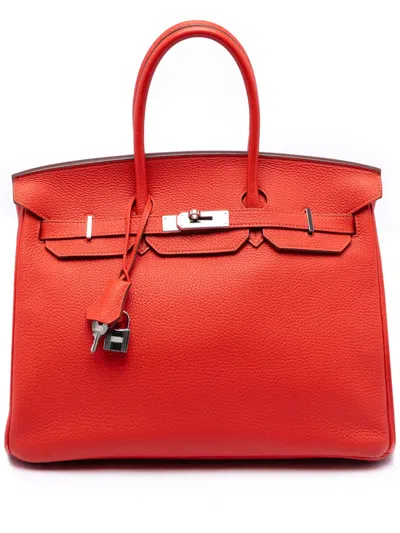 Pre-owned Hermes 2000-2014 Togo Birkin Retourne 35 Handbag In Red