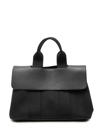 Pre-owned Hermes 2000-2014 Toile And Swift Valparaiso Pm Handbag In Black