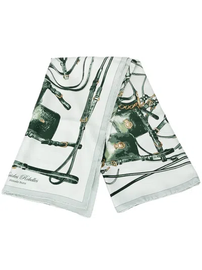 Pre-owned Hermes 2000-2015 Brides Rebelles Silk Scarf 90 Scarves In White