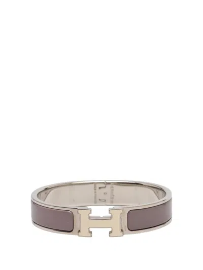 Pre-owned Hermes 2000-2015 Narrow Enamel Clic H Bracelet Pm Costume Bracelet In Purple