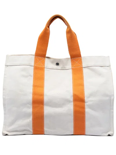 Pre-owned Hermes 2000-2015 Toile Bora Bora Gm Tote Bag In Orange