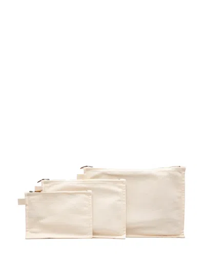 Pre-owned Hermes 2000-2020 Canvas Bora Bora 3 Piece Set Pouch In White