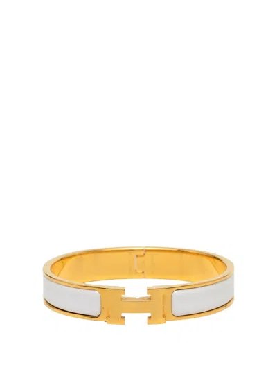 Pre-owned Hermes 2000-2020 Narrow Enamel Clic H Bracelet Pm Costume Bracelet In Gold