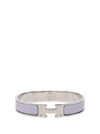 Pre-owned Hermes 2000-2020 Narrow Enamel Clic H Bracelet Pm Costume Bracelet In Purple
