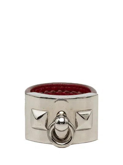 Pre-owned Hermes 2000-2020 Palladium Plated Collier De Chien Ring Costume Ring In Silver