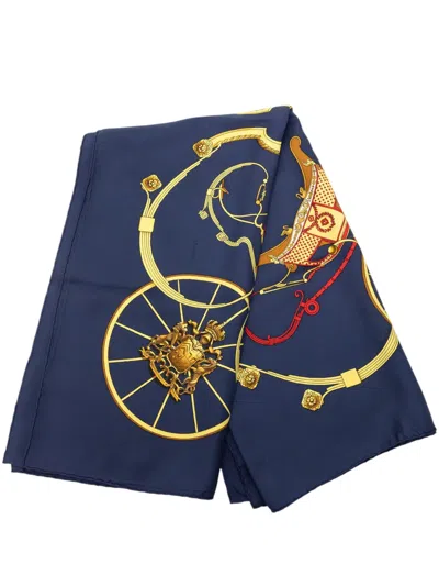 Pre-owned Hermes 2000-2020 Springs Silk Scarf 90 Scarves In Blue