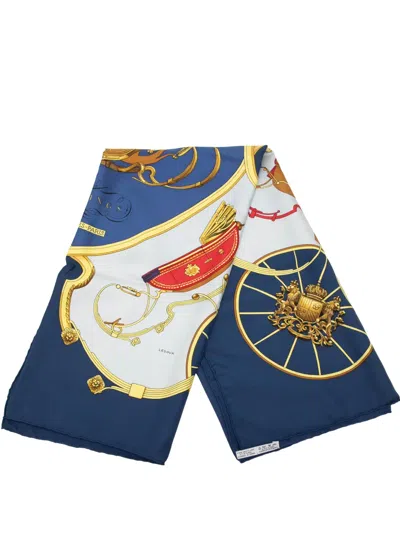 Pre-owned Hermes 2000-2020 Springs Silk Scarf 90 Scarves In Blue