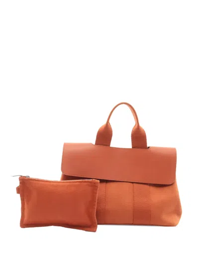 Pre-owned Hermes 2000-2020 Toile And Swift Valparaiso Pm Handbag In Brown