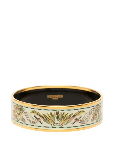 Pre-owned Hermes 2000-2020 Wide Enamel Brazil Candeur Bangle 65 Costume Bracelet In White
