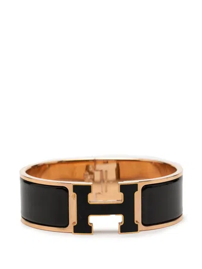Pre-owned Hermes 2000-2020 Wide Enamel Clic Clac H Bracelet Gm Costume Bracelet In Black