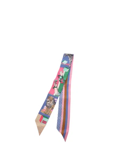 Pre-owned Hermes 2000-2025 Grand Theatre Nouveau Silk Twilly Scarf Scarves In Multi