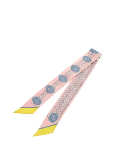 Pre-owned Hermes 2000-2025 Lift Profile Silk Twilly Scarf Scarves In Pink