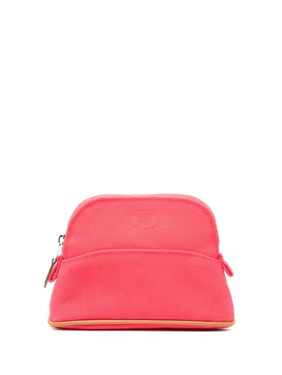 Pre-owned Hermes 2000-2025 Mini Canvas Bolide Case Pouch In Pink