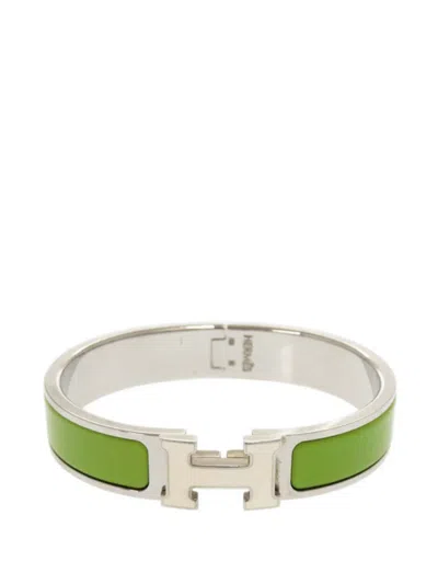 Pre-owned Hermes 2000-2025 Narrow Enamel Clic H Bracelet Pm Costume Bracelet In Green