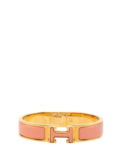 Pre-owned Hermes 2000-2025 Narrow Enamel Clic H Bracelet Pm Costume Bracelet In Pink