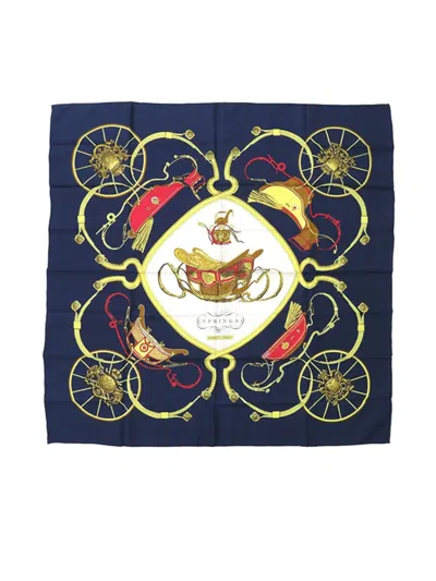 Pre-owned Hermes 2000-2025 Springs Silk Scarf 90 Scarves In Blue