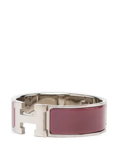 Pre-owned Hermes 2000-2025 Wide Enamel Clic Clac H Bracelet Pm Costume Bracelet In Red