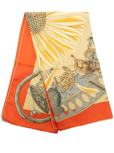 Pre-owned Hermes 2000-2026 Amours Silk Scarf Scarves In Orange