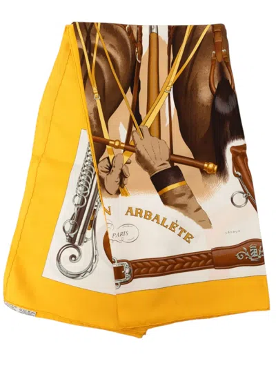 Pre-owned Hermes 2000-2026 Attelage En Arbalete Silk Scarf 90 Scarves In Multicolour