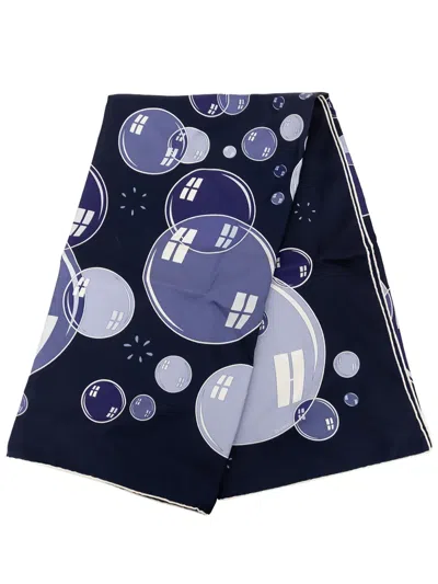 Pre-owned Hermes 2000-2026 Bal De Bulles Silk Scarf 90 Scarves In Blue