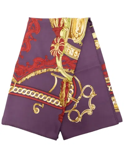 Pre-owned Hermes 2000-2026 Bride De Cour Silk Scarf 90 Scarves In Purple