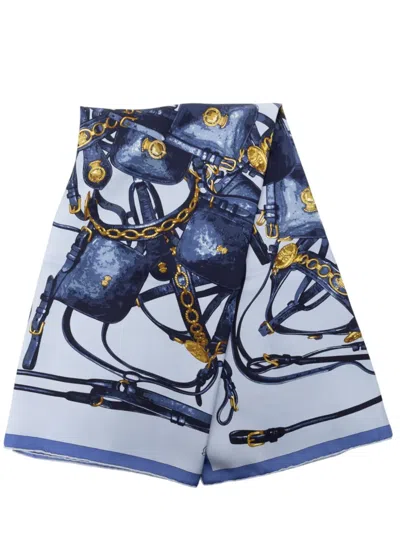 Pre-owned Hermes 2000-2026 Brides Rebelles Silk Scarf 90 Scarves In Blue